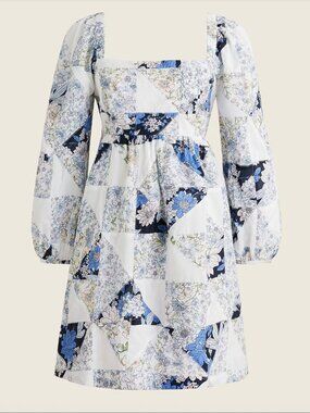 J. Crew Squareneck cotton voile dress in patchwork floral